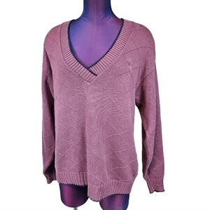 Vintage 90s Tall Timber Dusty Purple V-Neck Argyle Sweater Size Medium‎ Women's